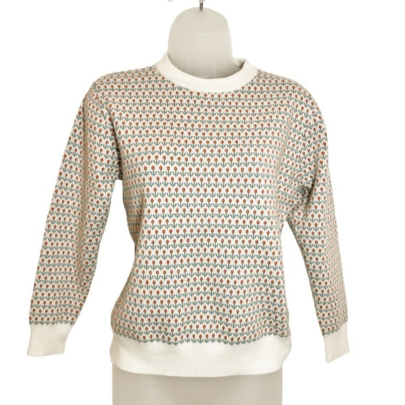 Other - Vintage Inspired Floral Fair Isle Knit Sweater Cottagecore size 12